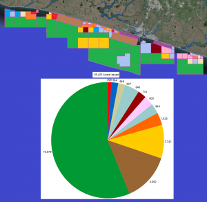 An ownership map of the Nome offshore mining leases.